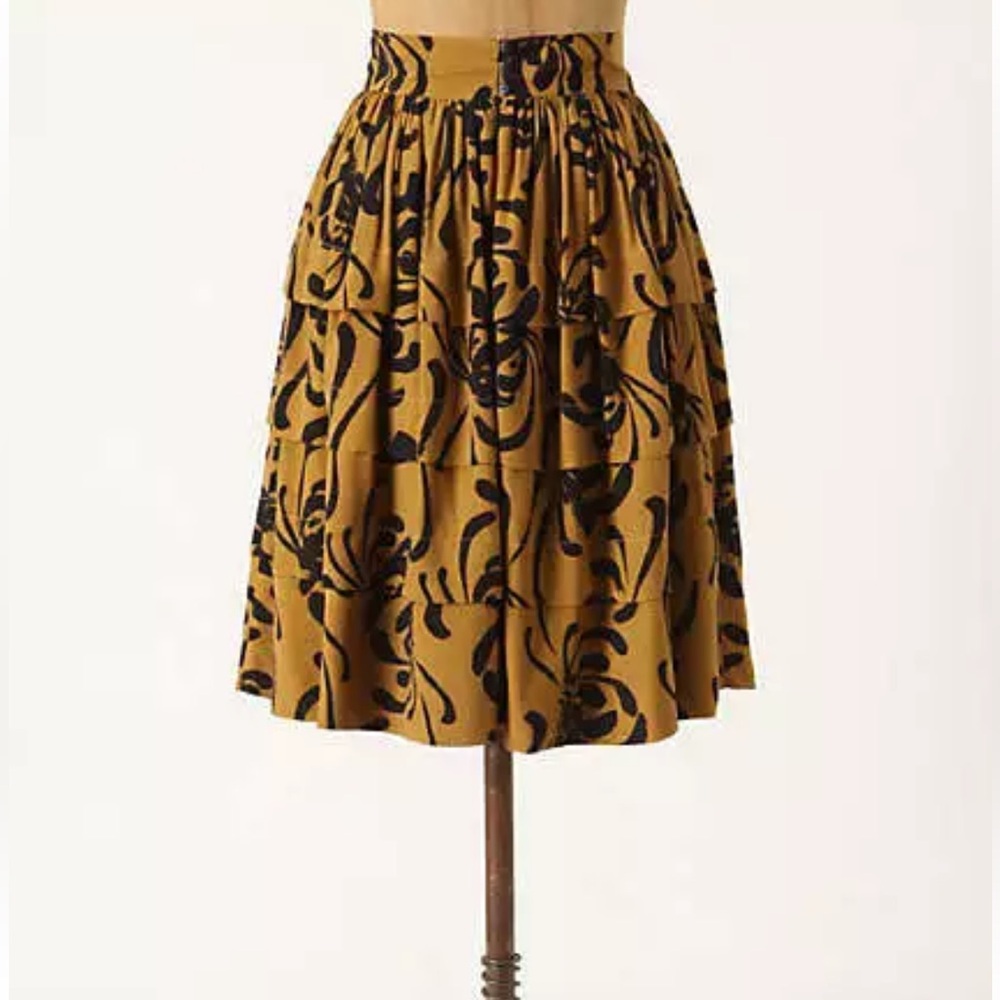 NWOT Anthropologie "Calligraphy Strokes Skirt" by Sariah, Mustard, Size 0, EUC
